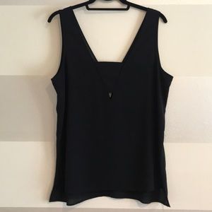 Black Express Sleeveless Top with triangle cut-out